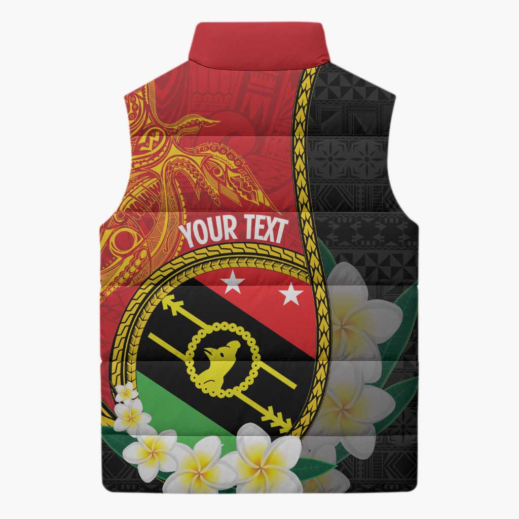 Personalised PNG Sauten Hailans Sleeveless Puffer Jacket Papua New Guinea Plumeria Melanesian Pattern LT14 - Polynesian Pride