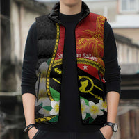 Personalised PNG Sauten Hailans Sleeveless Puffer Jacket Papua New Guinea Plumeria Melanesian Pattern LT14 - Polynesian Pride