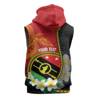 Personalised PNG Sauten Hailans Sleeveless Zip Hoodie Papua New Guinea Plumeria Melanesian Pattern - Polynesian Pride