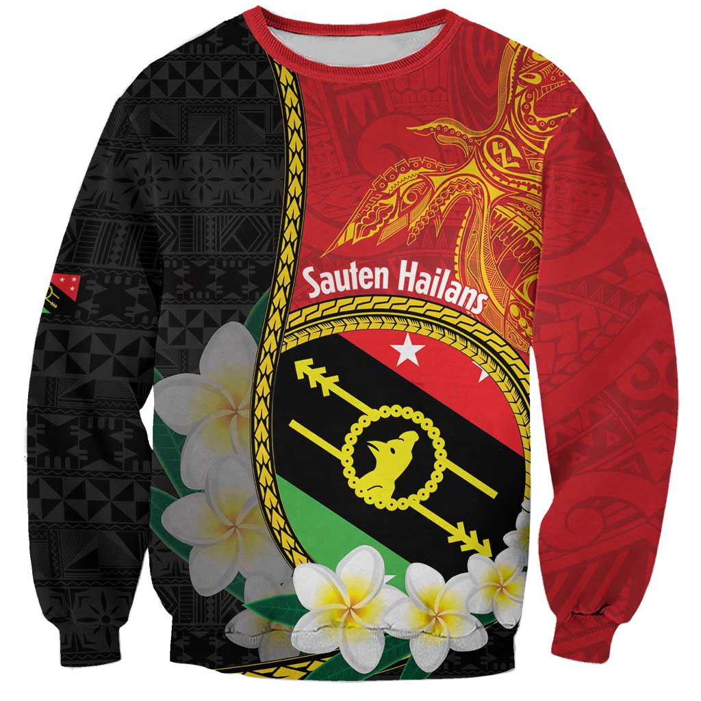 Personalised PNG Sauten Hailans Sweatshirt Papua New Guinea Plumeria Melanesian Pattern LT14 Unisex Red - Polynesian Pride