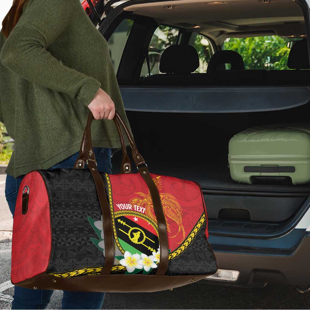 Personalised PNG Sauten Hailans Travel Bag Papua New Guinea Plumeria Melanesian Pattern - Polynesian Pride