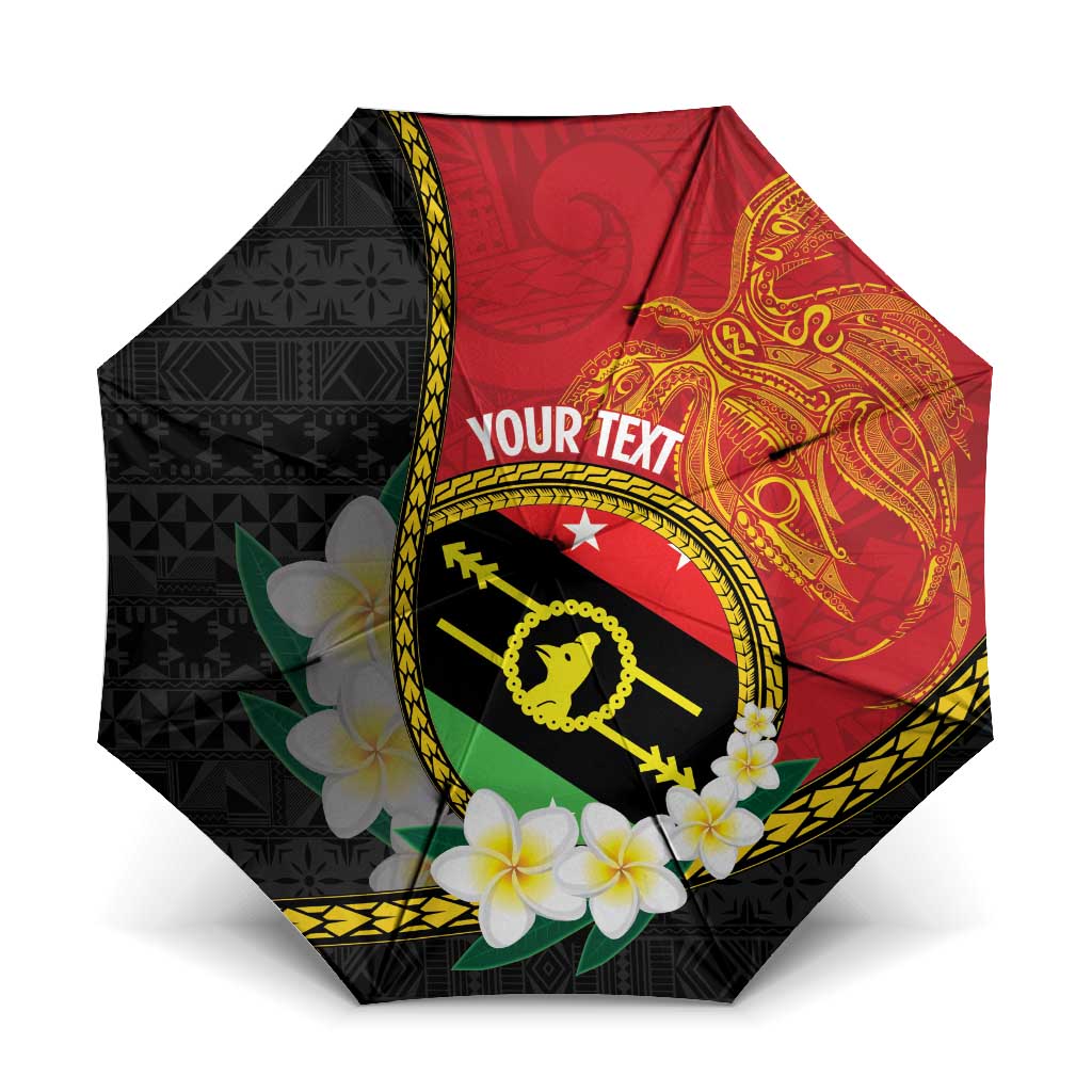 Personalised PNG Sauten Hailans Umbrella Papua New Guinea Plumeria Melanesian Pattern - Polynesian Pride