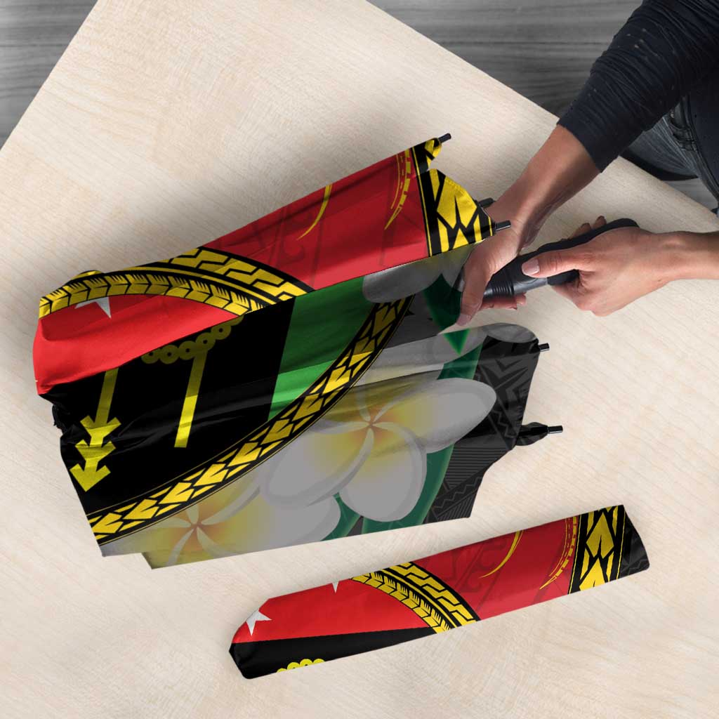 Personalised PNG Sauten Hailans Umbrella Papua New Guinea Plumeria Melanesian Pattern - Polynesian Pride