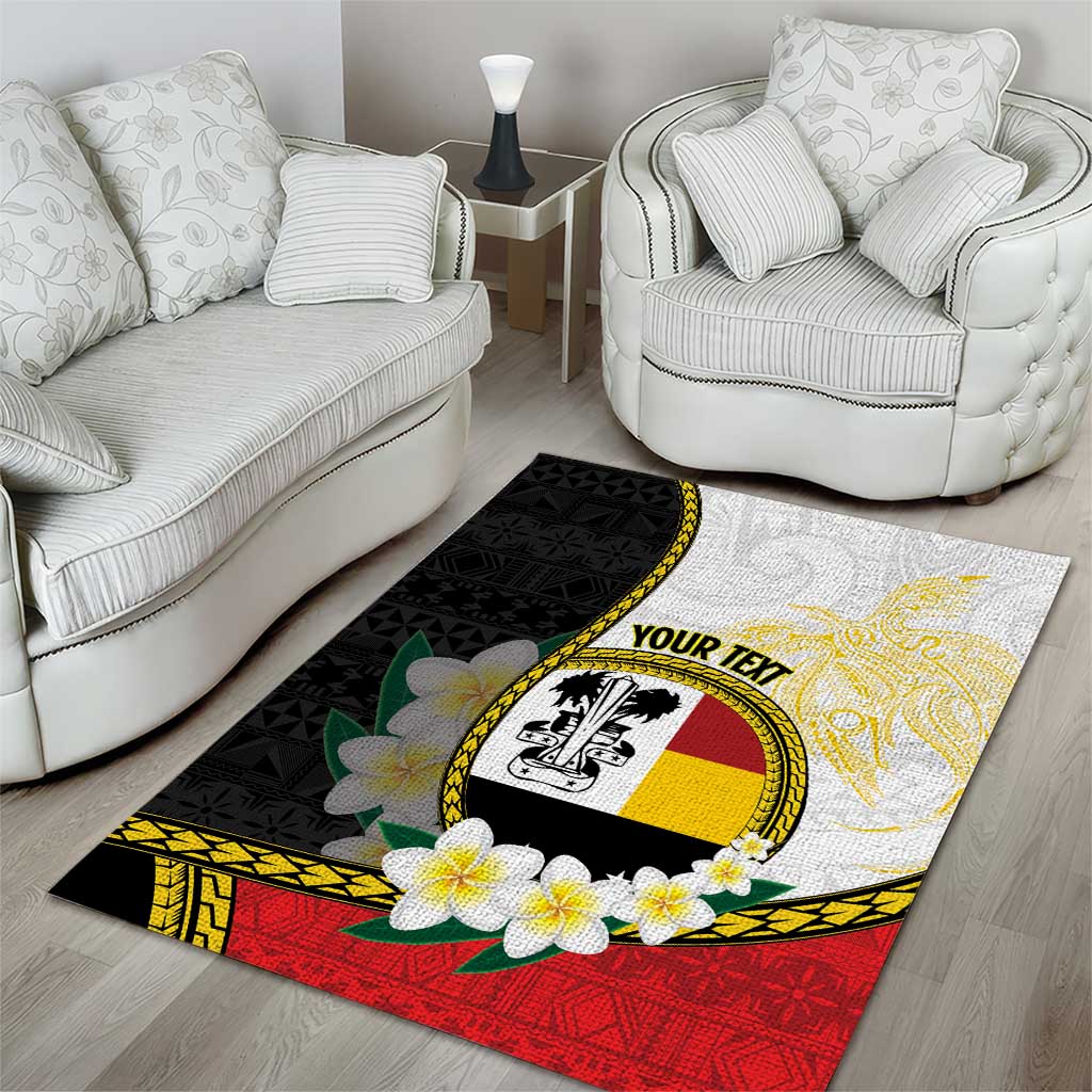 Personalised PNG Madang Provins Area Rug Papua New Guinea Plumeria Melanesian Pattern - Polynesian Pride