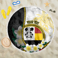 Personalised PNG Madang Provins Beach Blanket Papua New Guinea Plumeria Melanesian Pattern LT14 One Size 150cm White - Polynesian Pride