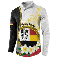 Personalised PNG Madang Provins Button Sweatshirt Papua New Guinea Plumeria Melanesian Pattern LT14 - Polynesian Pride
