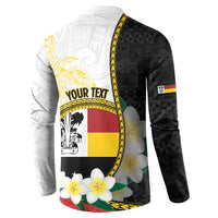 Personalised PNG Madang Provins Button Sweatshirt Papua New Guinea Plumeria Melanesian Pattern LT14 - Polynesian Pride