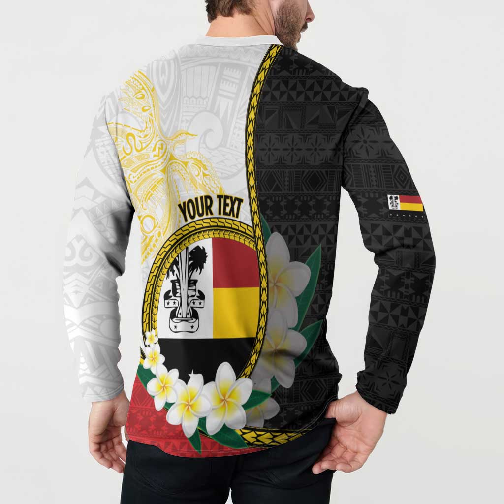 Personalised PNG Madang Provins Button Sweatshirt Papua New Guinea Plumeria Melanesian Pattern LT14 - Polynesian Pride