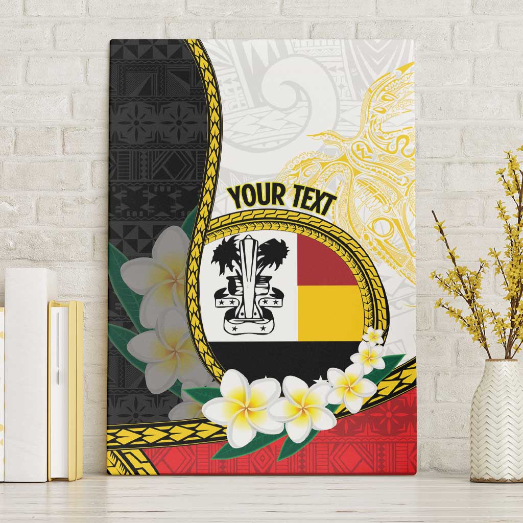 Personalised PNG Madang Provins Canvas Wall Art Papua New Guinea Plumeria Melanesian Pattern LT14 Without Frame White - Polynesian Pride