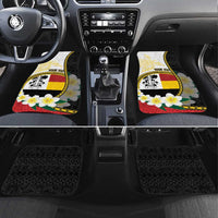 Personalised PNG Madang Provins Car Mats Papua New Guinea Plumeria Melanesian Pattern LT14 Set 4pcs White - Polynesian Pride