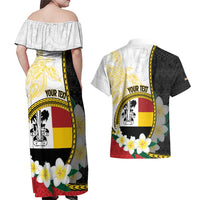 Personalised PNG Madang Provins Couples Matching Off Shoulder Maxi Dress and Hawaiian Shirt Papua New Guinea Plumeria Melanesian Pattern - Polynesian Pride