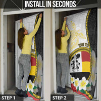 Personalised PNG Madang Provins Door Cover Papua New Guinea Plumeria Melanesian Pattern - Polynesian Pride