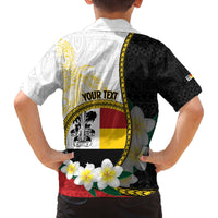 Personalised PNG Madang Provins Family Matching Off The Shoulder Long Sleeve Dress and Hawaiian Shirt Papua New Guinea Plumeria Melanesian Pattern - Polynesian Pride