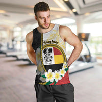 Personalised PNG Madang Provins Men Tank Top Papua New Guinea Plumeria Melanesian Pattern LT14 White - Polynesian Pride