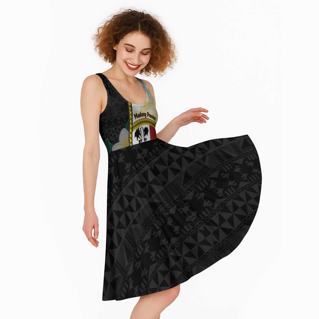 Personalised PNG Madang Provins Midi Dress Papua New Guinea Plumeria Melanesian Pattern - Polynesian Pride