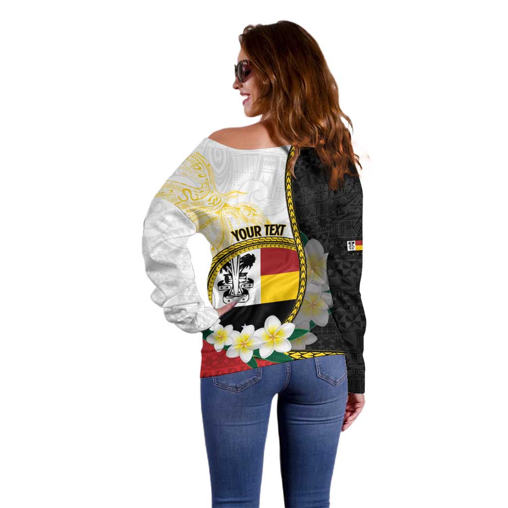 Personalised PNG Madang Provins Off Shoulder Sweater Papua New Guinea Plumeria Melanesian Pattern - Polynesian Pride