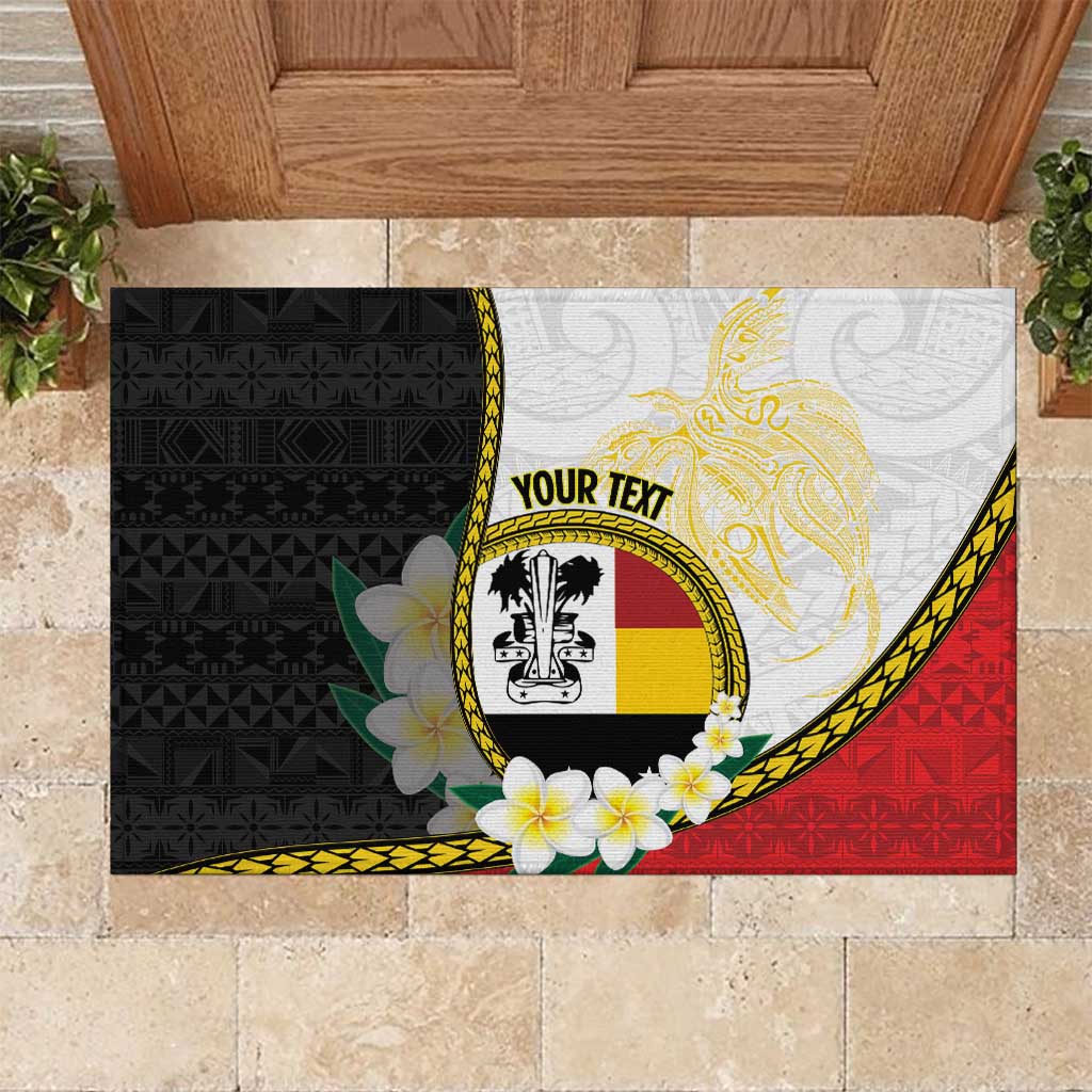 Personalised PNG Madang Provins Rubber Doormat Papua New Guinea Plumeria Melanesian Pattern LT14 White - Polynesian Pride