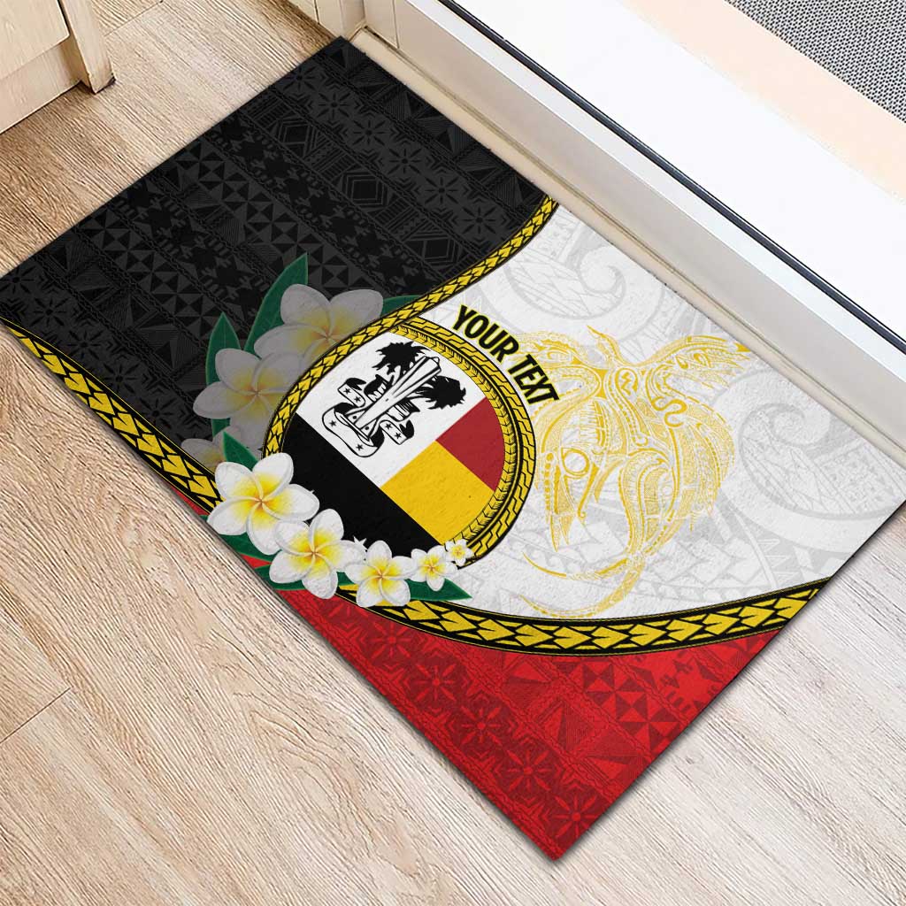 Personalised PNG Madang Provins Rubber Doormat Papua New Guinea Plumeria Melanesian Pattern LT14 - Polynesian Pride