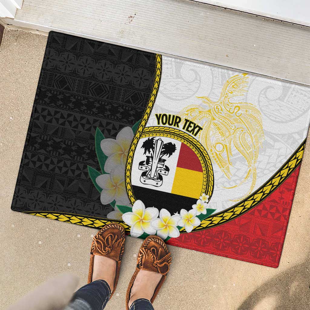 Personalised PNG Madang Provins Rubber Doormat Papua New Guinea Plumeria Melanesian Pattern LT14 - Polynesian Pride