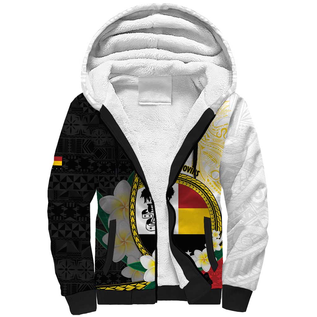 Personalised PNG Madang Provins Sherpa Hoodie Papua New Guinea Plumeria Melanesian Pattern - Polynesian Pride