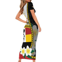 Personalised PNG Madang Provins Short Sleeve Bodycon Dress Papua New Guinea Plumeria Melanesian Pattern - Polynesian Pride