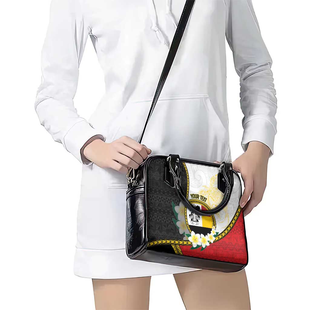 Personalised PNG Madang Provins Shoulder Handbag Papua New Guinea Plumeria Melanesian Pattern - Polynesian Pride