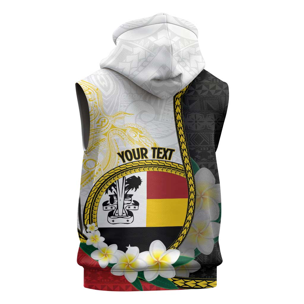 Personalised PNG Madang Provins Sleeveless Hoodie Papua New Guinea Plumeria Melanesian Pattern LT14 - Polynesian Pride