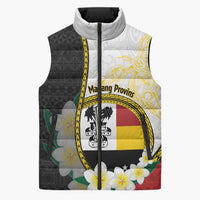Personalised PNG Madang Provins Sleeveless Puffer Jacket Papua New Guinea Plumeria Melanesian Pattern LT14 White - Polynesian Pride