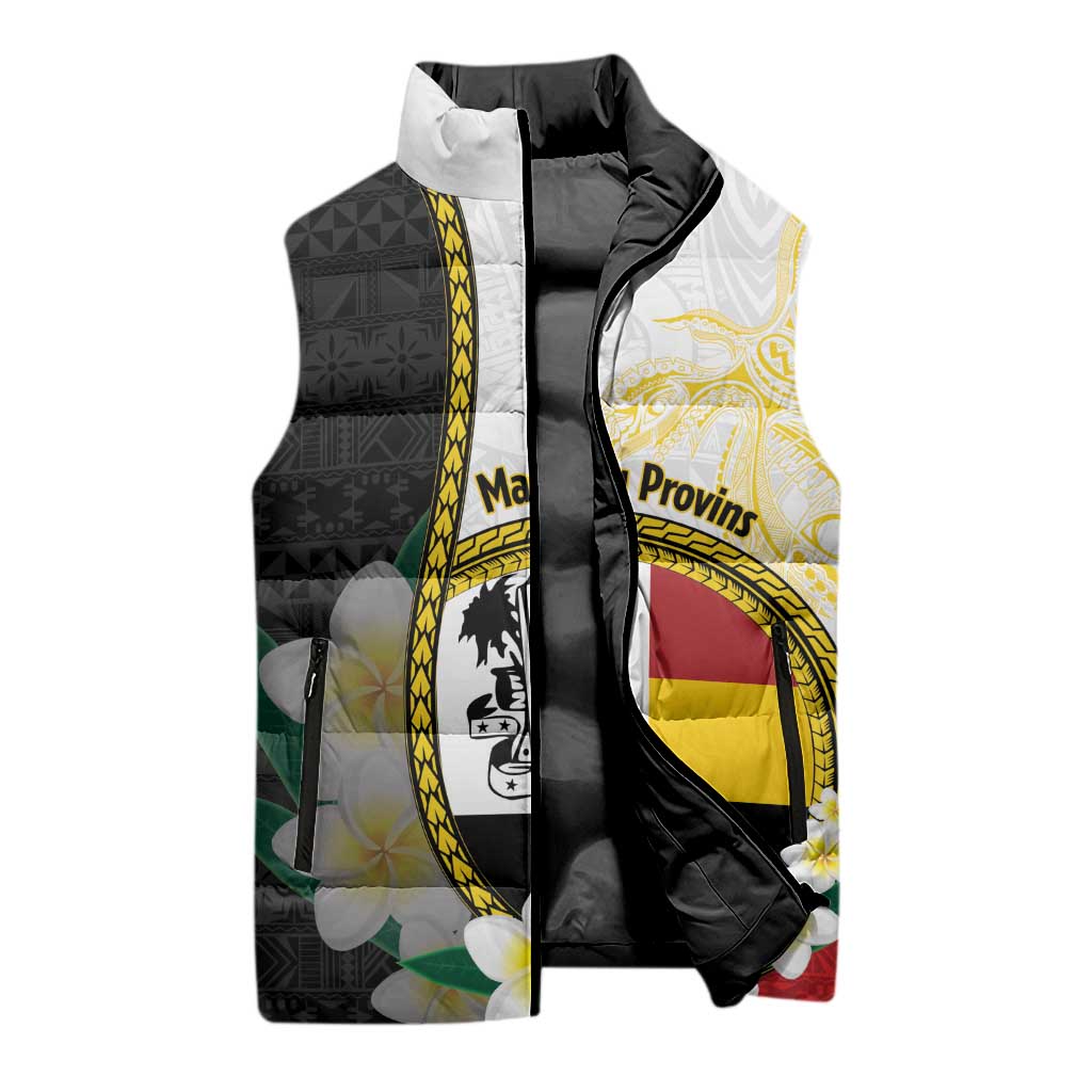 Personalised PNG Madang Provins Sleeveless Puffer Jacket Papua New Guinea Plumeria Melanesian Pattern LT14 - Polynesian Pride