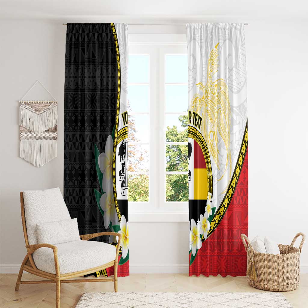 Personalised PNG Madang Provins Window Curtain Papua New Guinea Plumeria Melanesian Pattern - Polynesian Pride