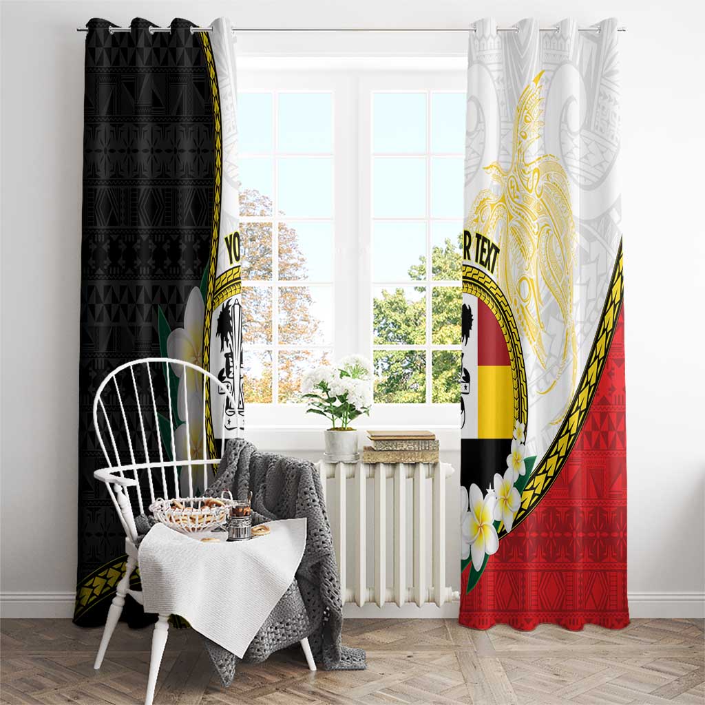 Personalised PNG Madang Provins Window Curtain Papua New Guinea Plumeria Melanesian Pattern - Polynesian Pride