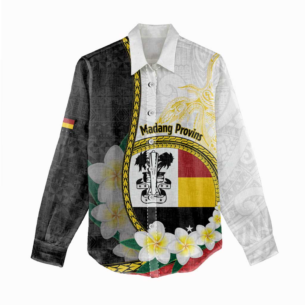 Personalised PNG Madang Provins Women Casual Shirt Papua New Guinea Plumeria Melanesian Pattern - Polynesian Pride