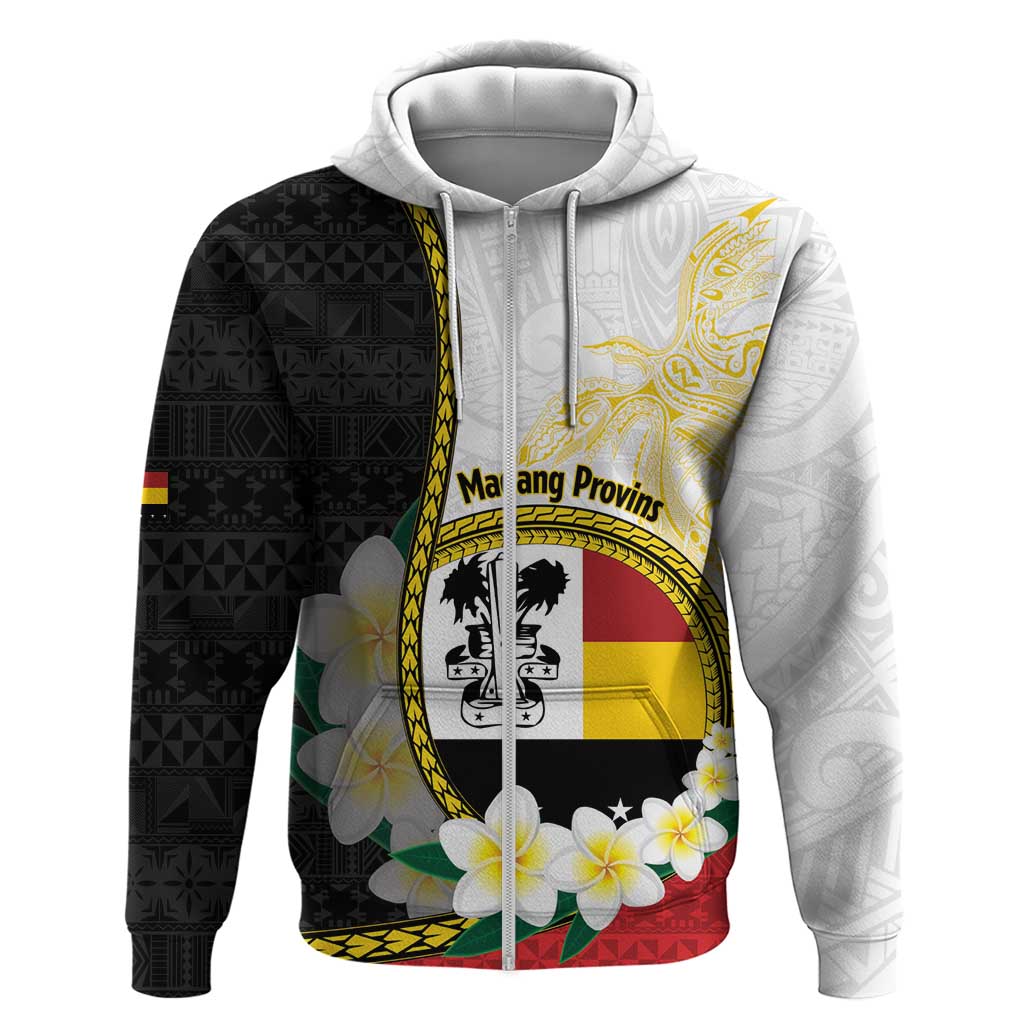 Personalised PNG Madang Provins Zip Hoodie Papua New Guinea Plumeria Melanesian Pattern - Polynesian Pride
