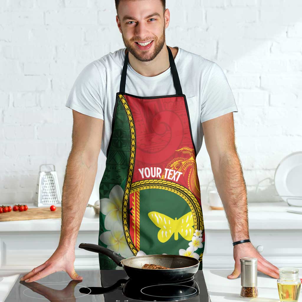 Personalised PNG Oro Provins Apron Papua New Guinea Plumeria Melanesian Pattern - Polynesian Pride