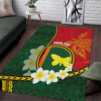 Personalised PNG Oro Provins Area Rug Papua New Guinea Plumeria Melanesian Pattern - Polynesian Pride