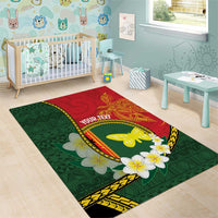 Personalised PNG Oro Provins Area Rug Papua New Guinea Plumeria Melanesian Pattern - Polynesian Pride