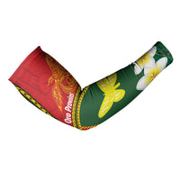 Personalised PNG Oro Provins Arm Sleeves Papua New Guinea Plumeria Melanesian Pattern LT14 - Polynesian Pride