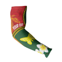Personalised PNG Oro Provins Arm Sleeves Papua New Guinea Plumeria Melanesian Pattern LT14 - Polynesian Pride