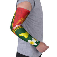 Personalised PNG Oro Provins Arm Sleeves Papua New Guinea Plumeria Melanesian Pattern LT14 - Polynesian Pride