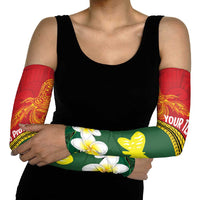 Personalised PNG Oro Provins Arm Sleeves Papua New Guinea Plumeria Melanesian Pattern LT14 - Polynesian Pride