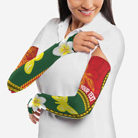 Personalised PNG Oro Provins Arm Sleeves Papua New Guinea Plumeria Melanesian Pattern LT14 - Polynesian Pride