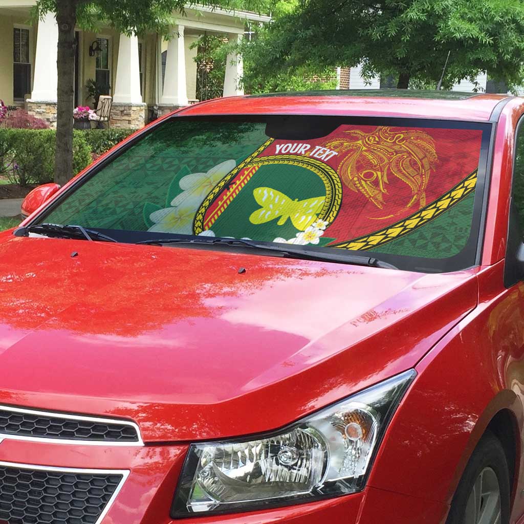 Personalised PNG Oro Provins Auto Sun Shade Papua New Guinea Plumeria Melanesian Pattern LT14 - Polynesian Pride