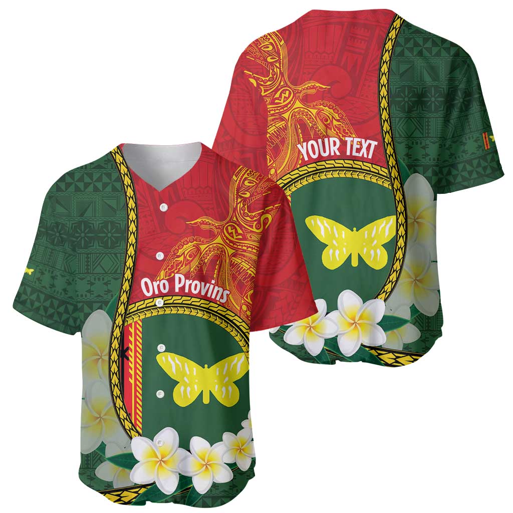 Personalised PNG Oro Provins Baseball Jersey Papua New Guinea Plumeria Melanesian Pattern - Polynesian Pride