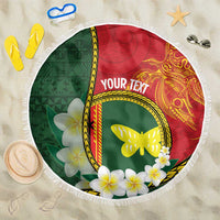 Personalised PNG Oro Provins Beach Blanket Papua New Guinea Plumeria Melanesian Pattern LT14 One Size 150cm Green - Polynesian Pride