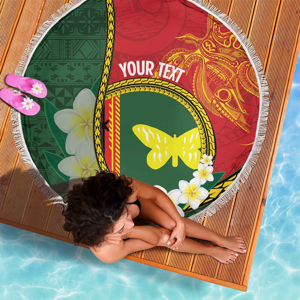 Personalised PNG Oro Provins Beach Blanket Papua New Guinea Plumeria Melanesian Pattern LT14 - Polynesian Pride