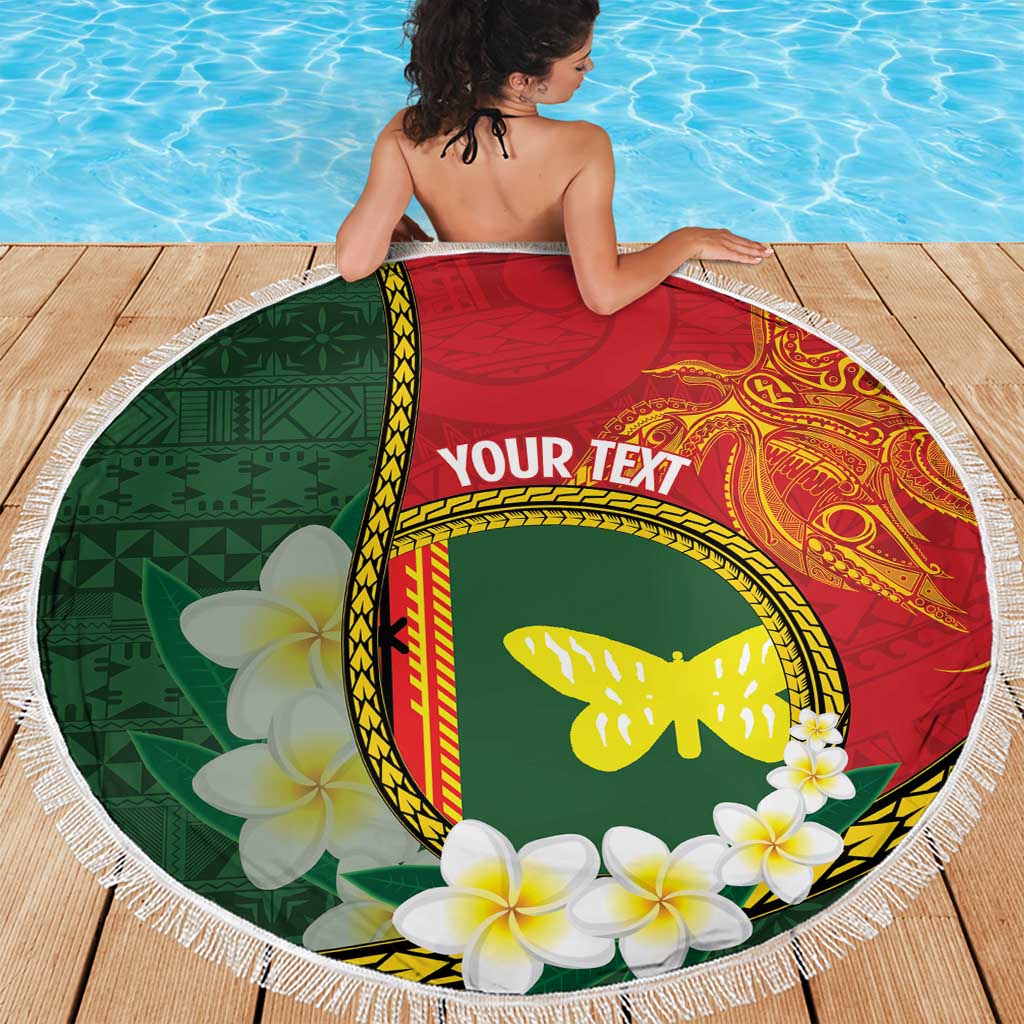 Personalised PNG Oro Provins Beach Blanket Papua New Guinea Plumeria Melanesian Pattern LT14 - Polynesian Pride