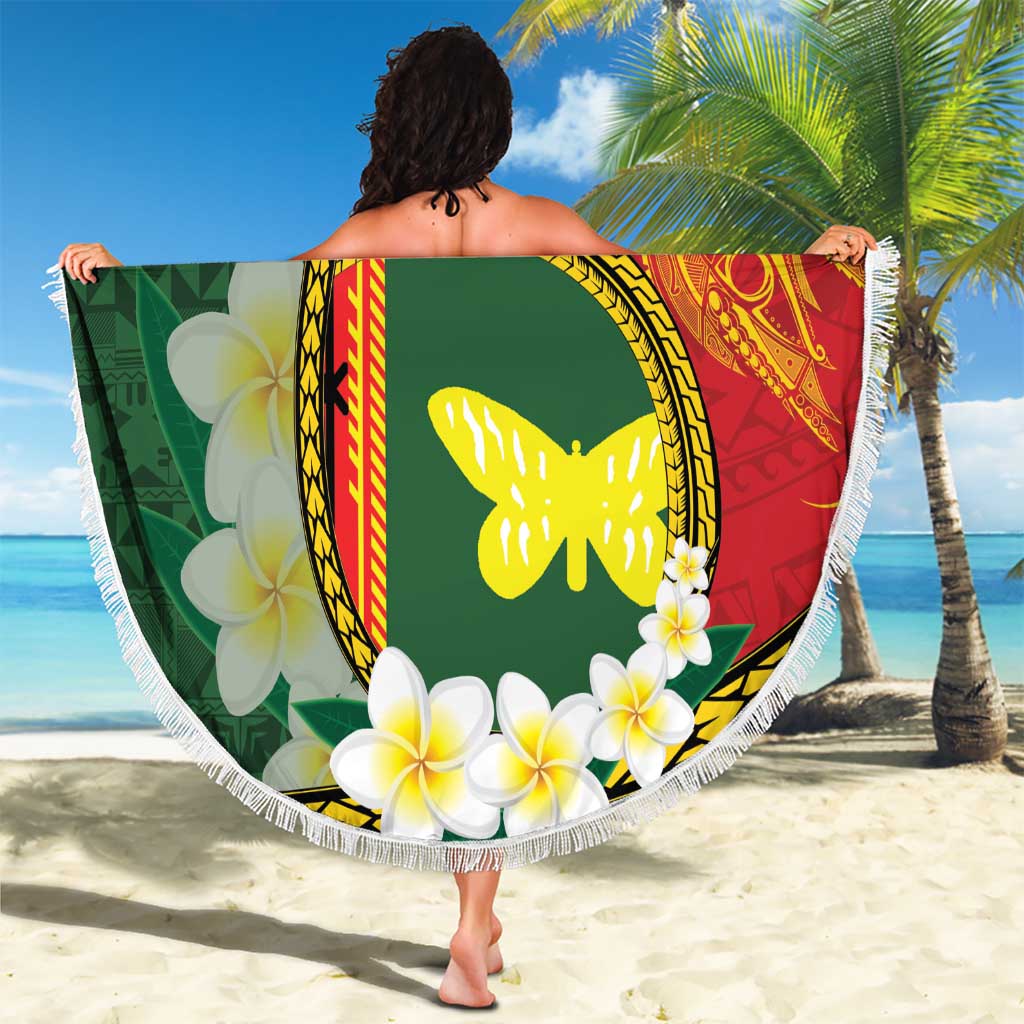 Personalised PNG Oro Provins Beach Blanket Papua New Guinea Plumeria Melanesian Pattern LT14 - Polynesian Pride