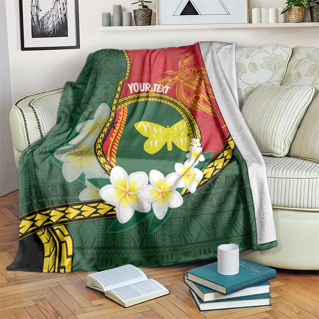 Personalised PNG Oro Provins Blanket Papua New Guinea Plumeria Melanesian Pattern - Polynesian Pride