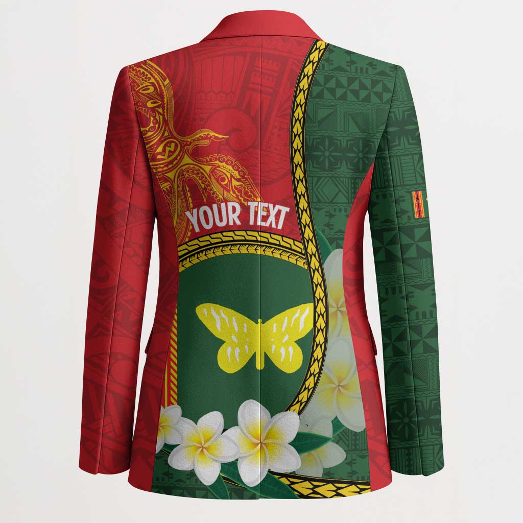 Personalised PNG Oro Provins Blazer Papua New Guinea Plumeria Melanesian Pattern - Polynesian Pride