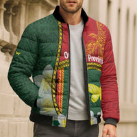 Personalised PNG Oro Provins Bomber Puffer Jacket Papua New Guinea Plumeria Melanesian Pattern LT14 - Polynesian Pride